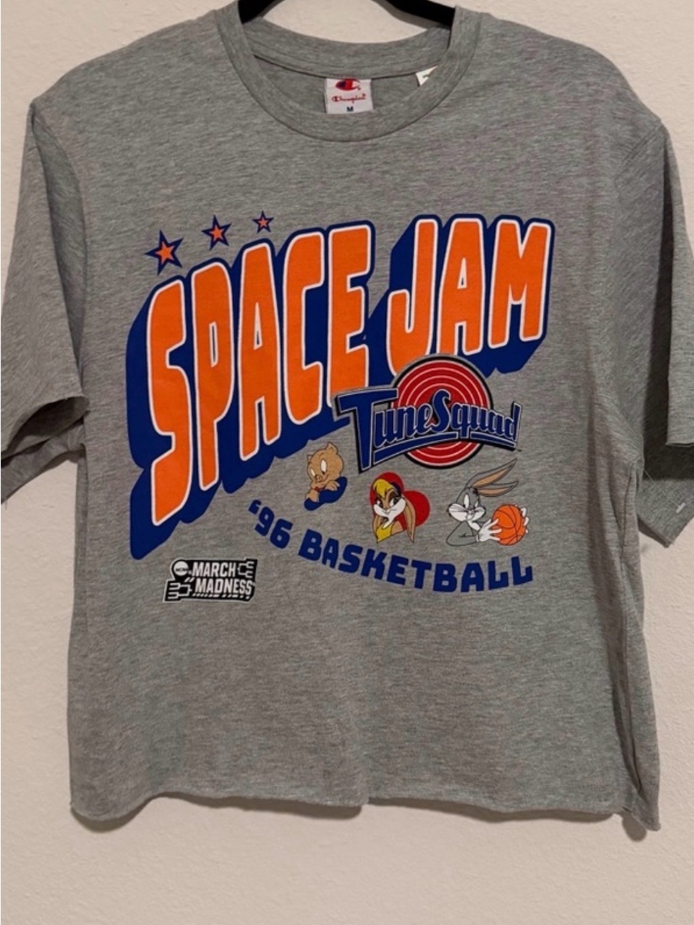 Champion Gray Space Jam Tune Squad Graphic Tee with Orange & Blue Print